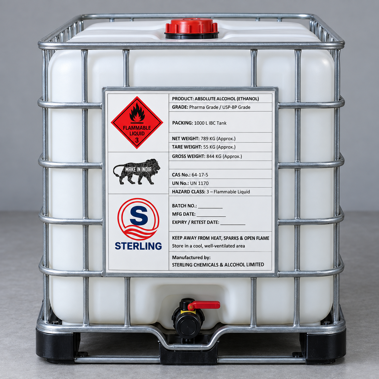 Sterling Absolute Alcohol 1000 L IBC Tank